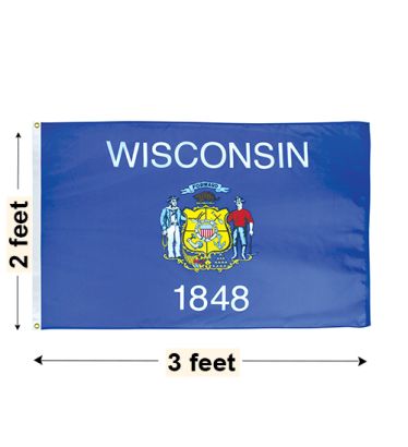 2'x3' Wisconsin Nylon Outdoor Flag